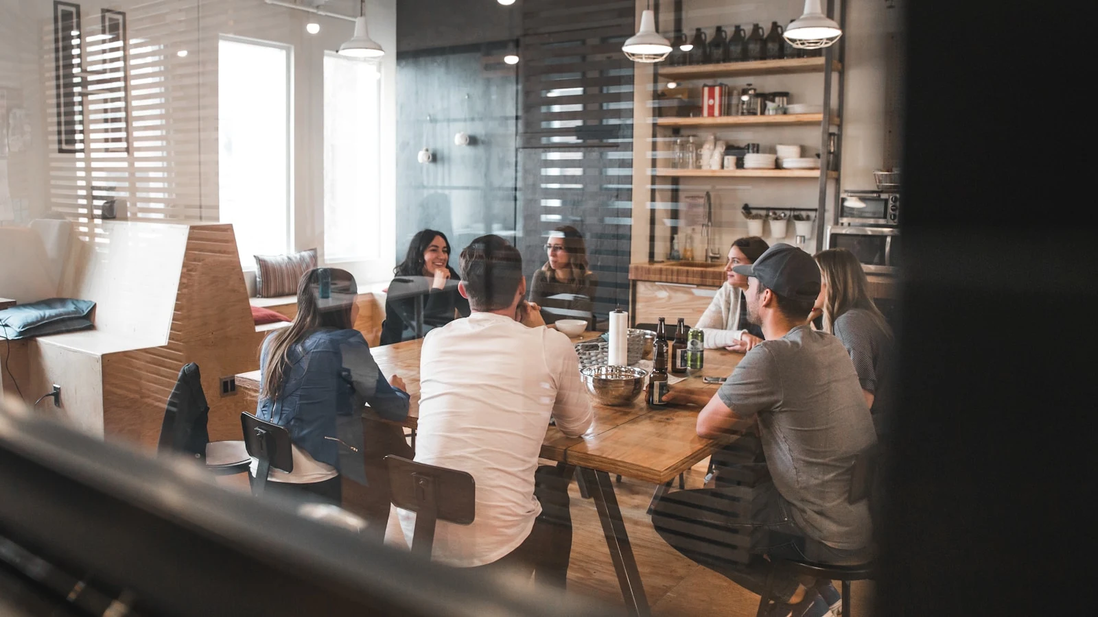 People meeting around a shared work table